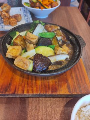 Tofu Aubergine Hotpot at Lotus Plant Based Kitchen in Manchester