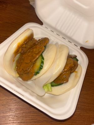 Satay bao buns  at Lotus Plant Based Kitchen in Manchester