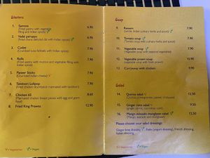 Menu at Shanthi Indian and Sri Lankan Cuisine in Unterseen