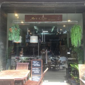 outside at June's Art Cafe in Koh Samui