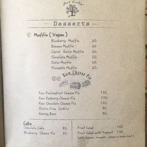 desserts menu at June's Art Cafe in Koh Samui