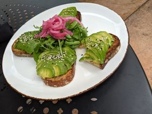 avocado toasts at Books and Books in Coral Gables