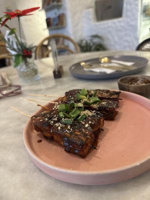 Grilled Tofu Satay  at Conscious Cafe in Auroville
