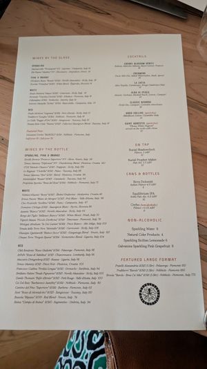 Drink menu at Brodeto in Raleigh