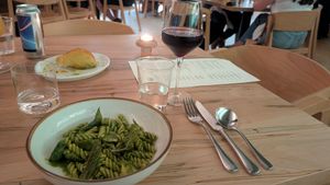 Rigatoni and wine at Brodeto in Raleigh