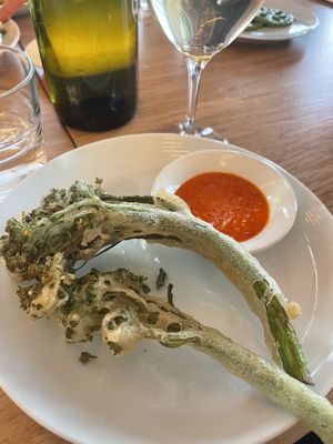 Tempura broccoli with chilli  at cornerstore in Noord-holland