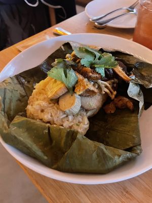 Sticky rice and mushrooms  at cornerstore in Noord-holland