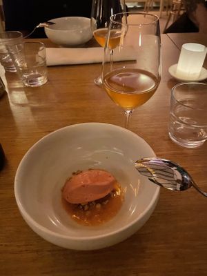 Plum sorbet with red fruits and plum sake  at cornerstore in Noord-holland