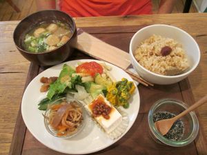 Rice and pickled vegetables and tofu set at Ohisamaya in Sendai