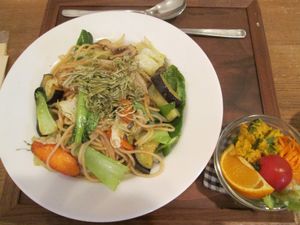Spaghetti and veges at Ohisamaya in Sendai