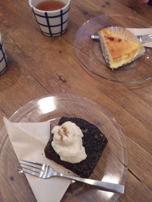 Cheese cake and black sesame cake at Ohisamaya in Sendai