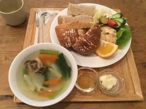 bread, salad & soup combo 🤗 at Ohisamaya in Sendai