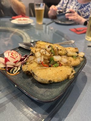 Salt n pepper aubergine fritters   at New China Cottage in Ramsbottom