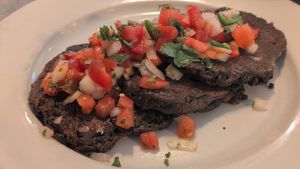 Black Bean Cakes (veganized) at Kool Beanz Cafe in Tallahassee