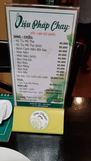 Vietnamese Menu (English also available) at Dieu Phap Chay in Ho Chi Minh City