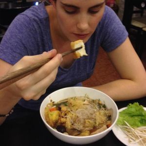 noodle soup with rice pancake  at Dieu Phap Chay in Ho Chi Minh City