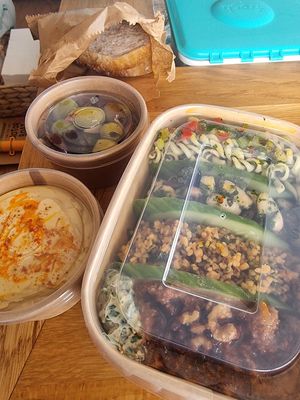 Humous, Olives + Meze box at Mister Meze in Cardigan