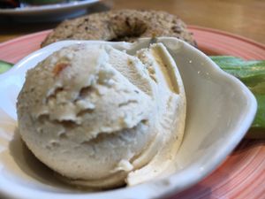 Vegan red pepper cream cheese bagel  at Bagels & Beans - IJDok in Amsterdam