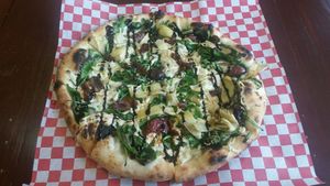 Greek Pizza Vegan Style. at Cinders Wood Fired Pizza in Redding