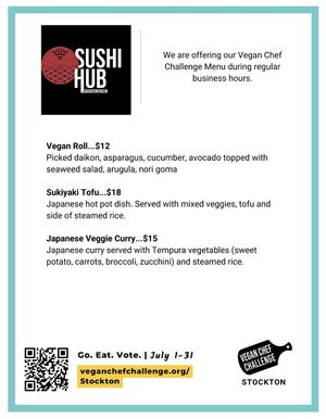 VCC Menu  at Sushi Hub in Stockton