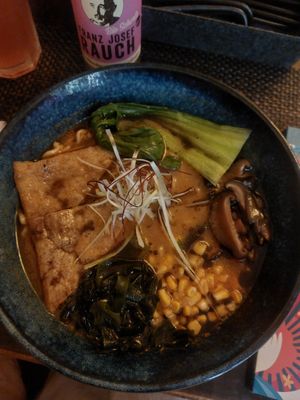 Vegan miso ramen at Brauers Schlossbistro in Mecklenburg-vorpommern