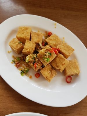 Vegan tofu (starter portion).  at Rumours Kopitiam in Glasgow