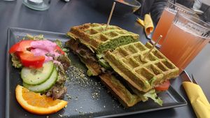 Waffle with Soy Gyros at Moehren Milieu Eco Cafe in Mainz