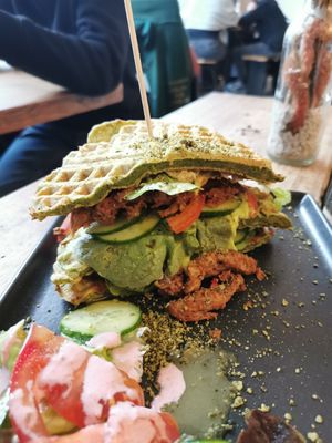 Waffelsandwich at Moehren Milieu Eco Cafe in Mainz