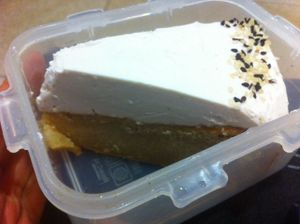 Tonka bean cake? super creamy and dense!  at Moehren Milieu Eco Cafe in Mainz