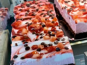 strawberry cake  at Moehren Milieu Eco Cafe in Mainz