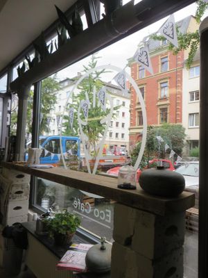 Take a closer look at the upcycled interior design - you´ll always spot new lovely details. at Moehren Milieu Eco Cafe in Mainz