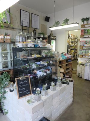 the food counter at Moehren Milieu Eco Cafe in Mainz
