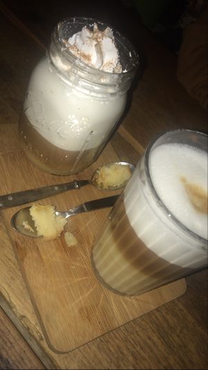 Pumpkin Spice latte and latte macchiato  at Moehren Milieu Eco Cafe in Mainz