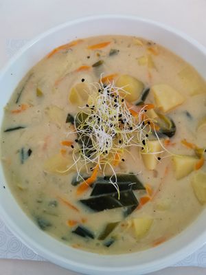 Leek and potato soup (Today Daily Special) at Greentrees - Oberkassel in Dusseldorf