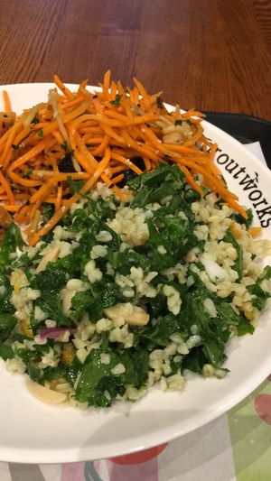 kale-bulgur & carrot-chick peas-raisins at Sproutworks - XinTianDi in Shanghai