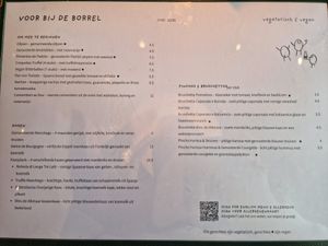 Vega menu at Bar Picar in Zuid-holland
