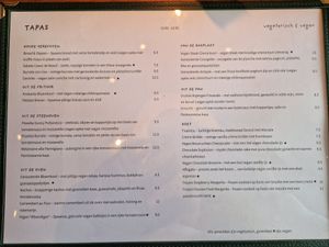 Vega menu at Bar Picar in Zuid-holland