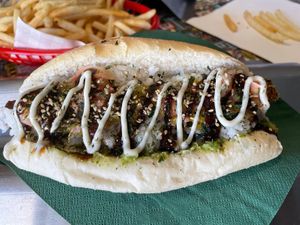 Vegan hotdog   at Run Amuk in South Fremantle