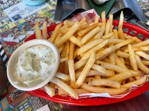 Fries with vegan dill mayonnaise   at Run Amuk in South Fremantle