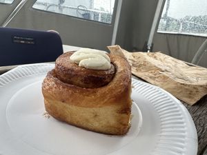 Cinnamon bun  at Eider Bakery in Scotland