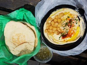 To go small hummus 20 shekels at Abu Hassan - Jaffa in Tel Aviv