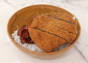 Japanese Curry Pork Cutlet Rice 日式咖喱吉列豬扒飯 (contains egg) at OVOCafe - Wan Chai Rd in Hong Kong Island