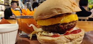 the impossible burger (and the "nachos" 😶 ) at OVOCafe - Wan Chai Rd in Hong Kong Island