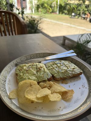 Vegan avocado toast  at Bhūmi Café in Rishikesh