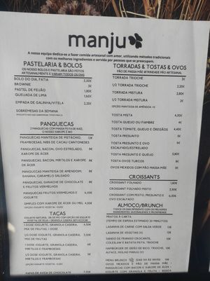 Menu One vegan option in every category at Manju in Porto
