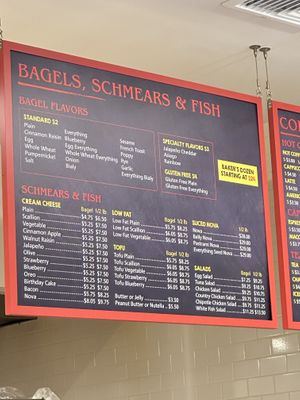 5 tofu cream cheese options  at Utopia Bagels in New York