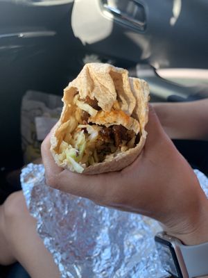 Crunchwrap. Pretty bit wrap and will rock your world!  at Earth Burger - NW Loop in San Antonio