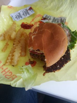 First time their got the double patty. The best!!! at Earth Burger - NW Loop in San Antonio