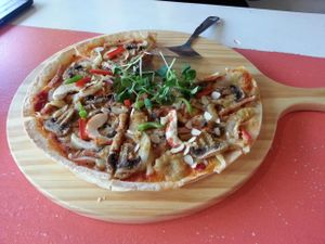 Pizza was delicious!  at Jack and the Beanstalk in Busan