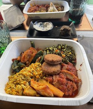 vegan buffet  at Alhambra Cafe in Milan